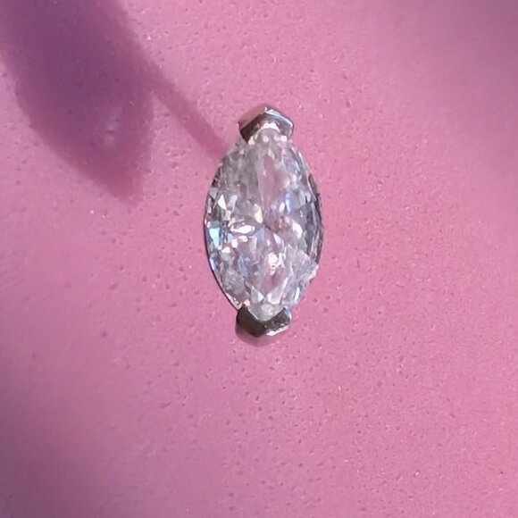 Single Approx 1/2 Carat Marquise Diamond Earring Stud set in 14K White Gold - Picture 3 of 5